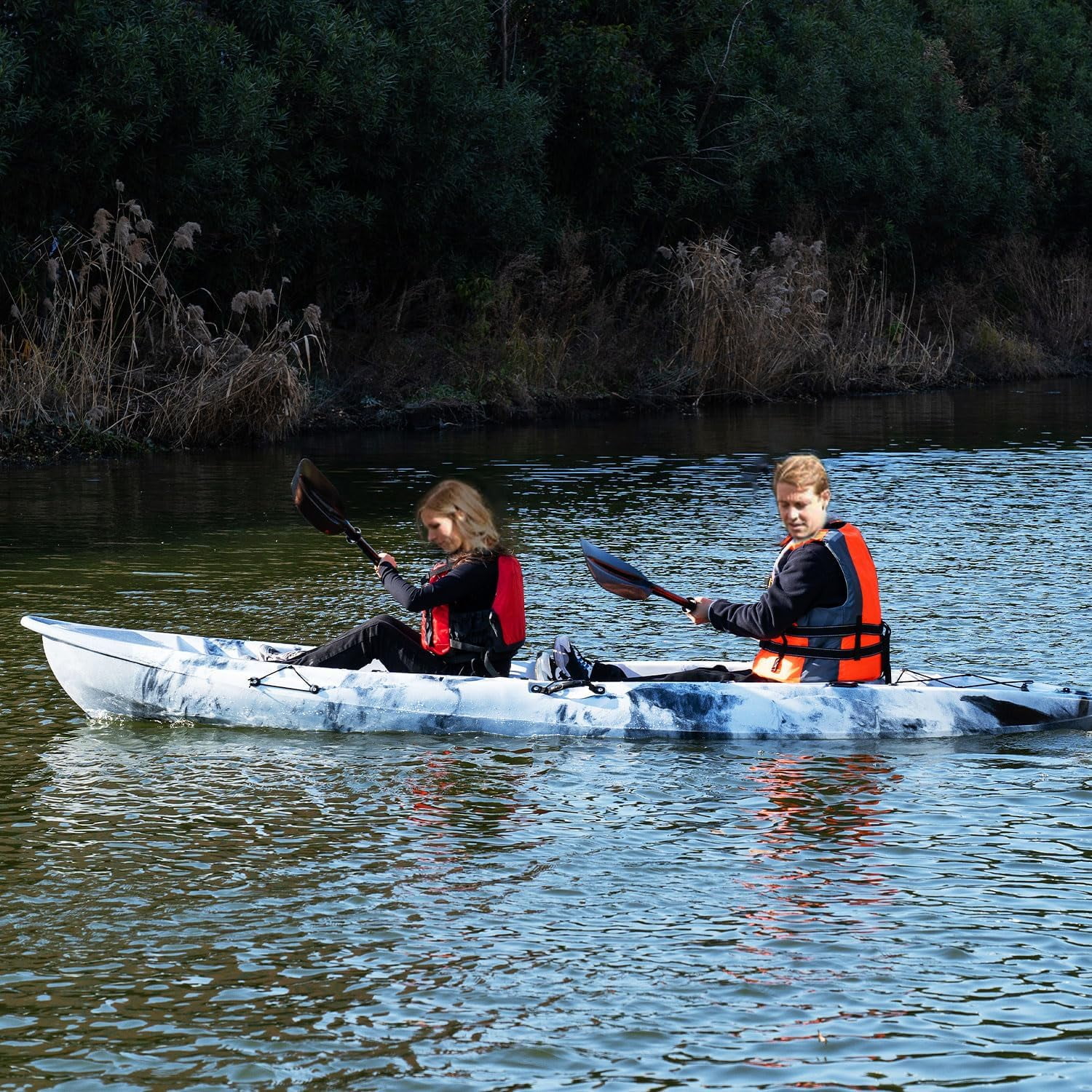 12.4FT Tandem Fishing Kayak for 23 Persons with Paddle, 661LBS