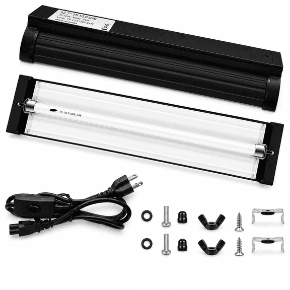 12.4Inch T5 10.0 UVB Reptile Light Fixture Kit for Desert and Tropical Reptiles