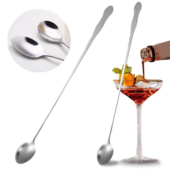 12.4in Long Handle Iced Tea Spoons Stainless Coffee Mixing Spoons Long Dessert Flatware Set for Home Kitchen (12.4*1.06in / 31.5*2.7cm)