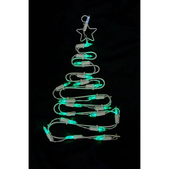 12.5" Battery Operated LED Lighted Christmas Tree Window Silhouette with Timer