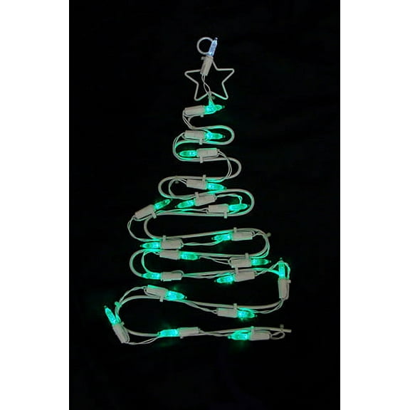 12.5" Battery Operated LED Lighted Christmas Tree Window Silhouette with Timer