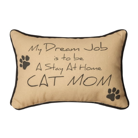 Woven Textile Company 12.5" Brown and Black Cat Mom Word Rectangular Throw Pillow