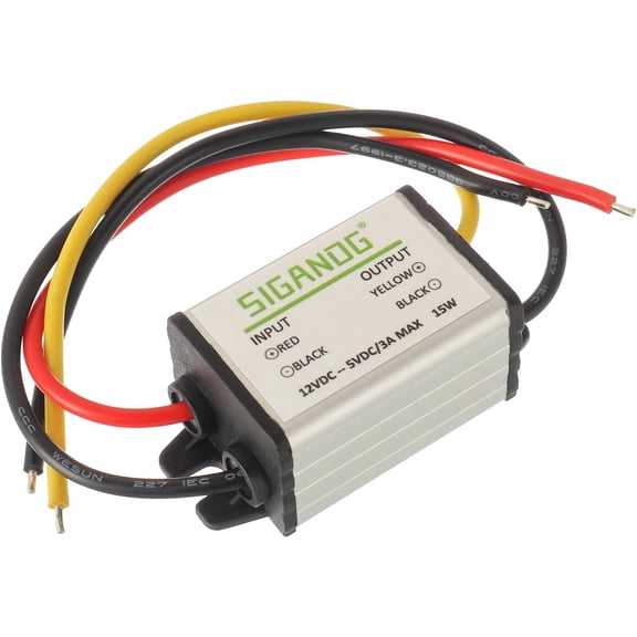 12 to 5 Converter Car Power Voltage, Step-Down to 5 3 15 Waterproof Step-Down Converter, Supply Step-Down Module Compatible with Vehicle Car Truck Voltage