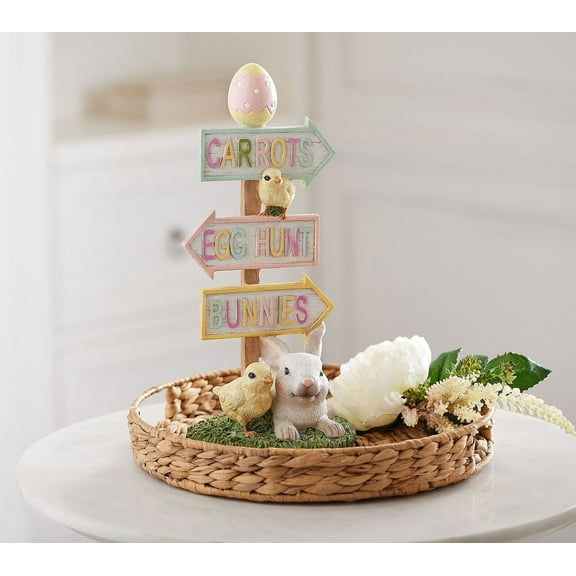 12.5" Easter Sign with Bunny and Chick by Valerie in Pastel