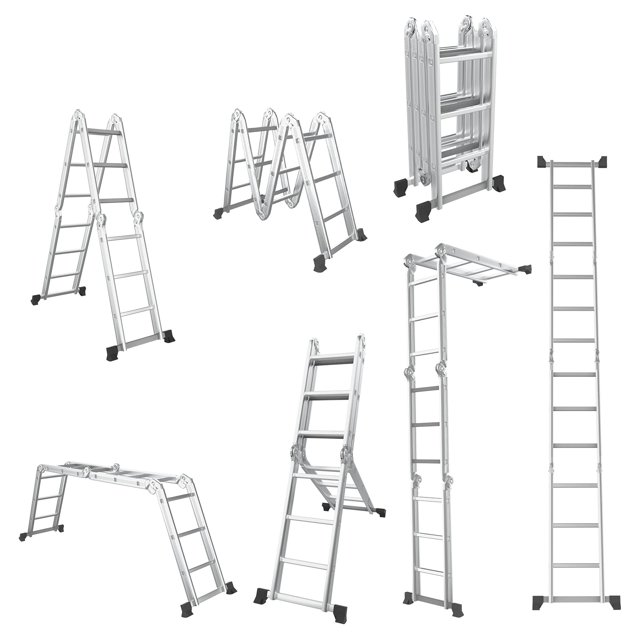 12.5 FT Folding Step Ladder, 7 in 1 MultiPurpose Aluminum Collapsible