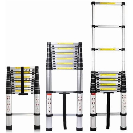12.5 FT Telescoping Ladders Heavy Duty Aluminum Collapsible Ladder Load Capacity 330 LBS Extension Ladders Applicable to Household Use Outdoor Work