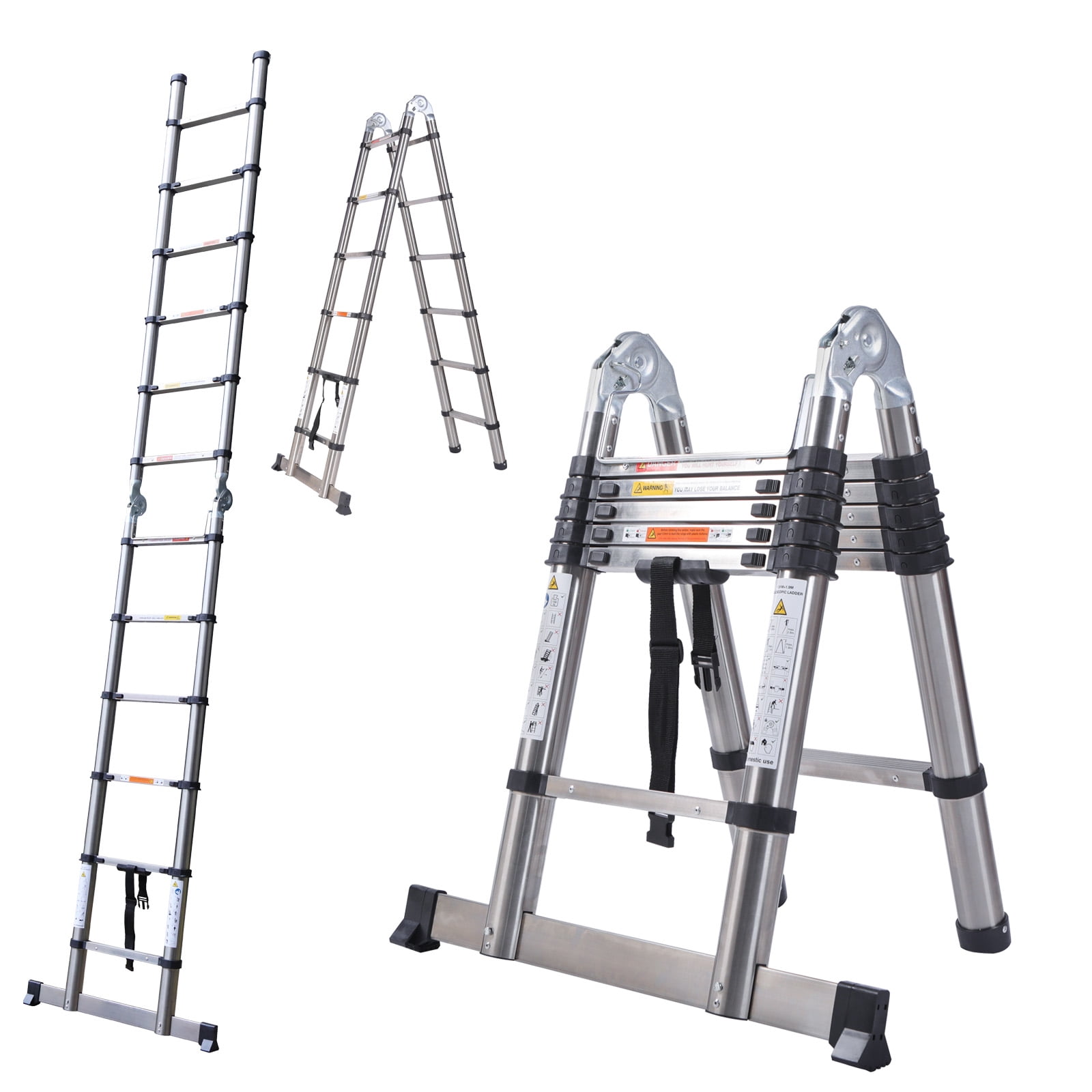 3-Step Folding Ladder, 330lbs Load Capacity, Lightweight 6.94lbs With 1.57in Folding Width, Heavy Duty Steel Construction, Non-Slip Pedals & Feet, Safety Lock, Multi-Use For Home Kitchen Living Room