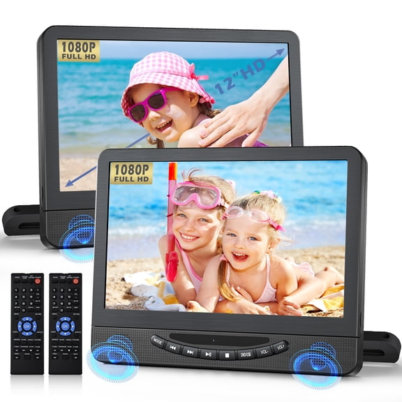 12.5" Full HD Dual Portable DVD Player for Car, 1080P Car DVD Player Dual Screens, Headrest DVD Player HDMI Input/AV Output, USB/DVD Playback, Last Memory Function