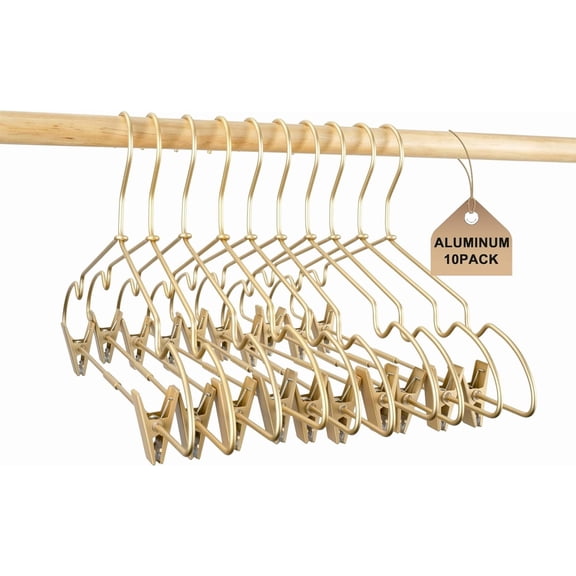 12.5" Gold Metal Baby Clothes Clips Hanger Children Kids Coat Hanger Display and Storage 10Pack