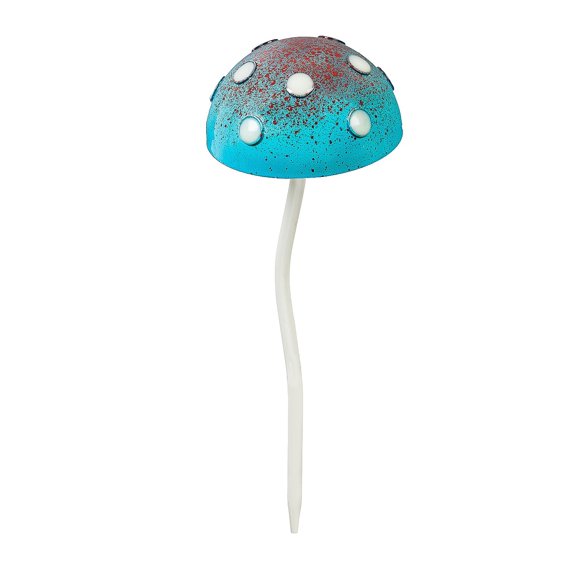 12.5"H Glow in the Dark Mushroom Plant Pick, Blue