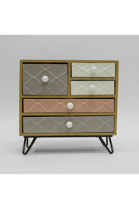 12.5"H Wood and Metal Jewellery Box