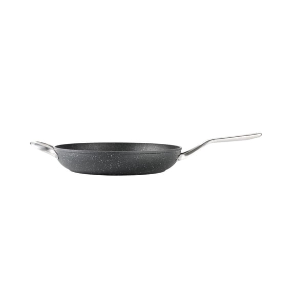 12.5 Inch Cast Aluminum Fry Pan with Rock Finish, Stainless Steel Induction Plate