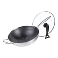 thumbnail image 1 of 12.5 Inch Honeycomb Non Stick Wok Pan Stainless Steel Stir-fry Wok with Lid, Flat Bottom Skillet with Stay-cool Handle Suitable for Induction Ceramic Electric Gas Cooktops, 1 of 4