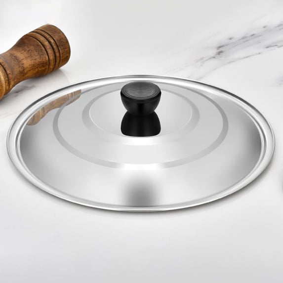 12.5 Inch Stainless Steel Pan Lid, Universal Replacement Pot Lid for Frying Pans, Skillets & Cookware, Heat Resistant Metal Lid with Ergonomic Handle, Silver, 12.5 Inch