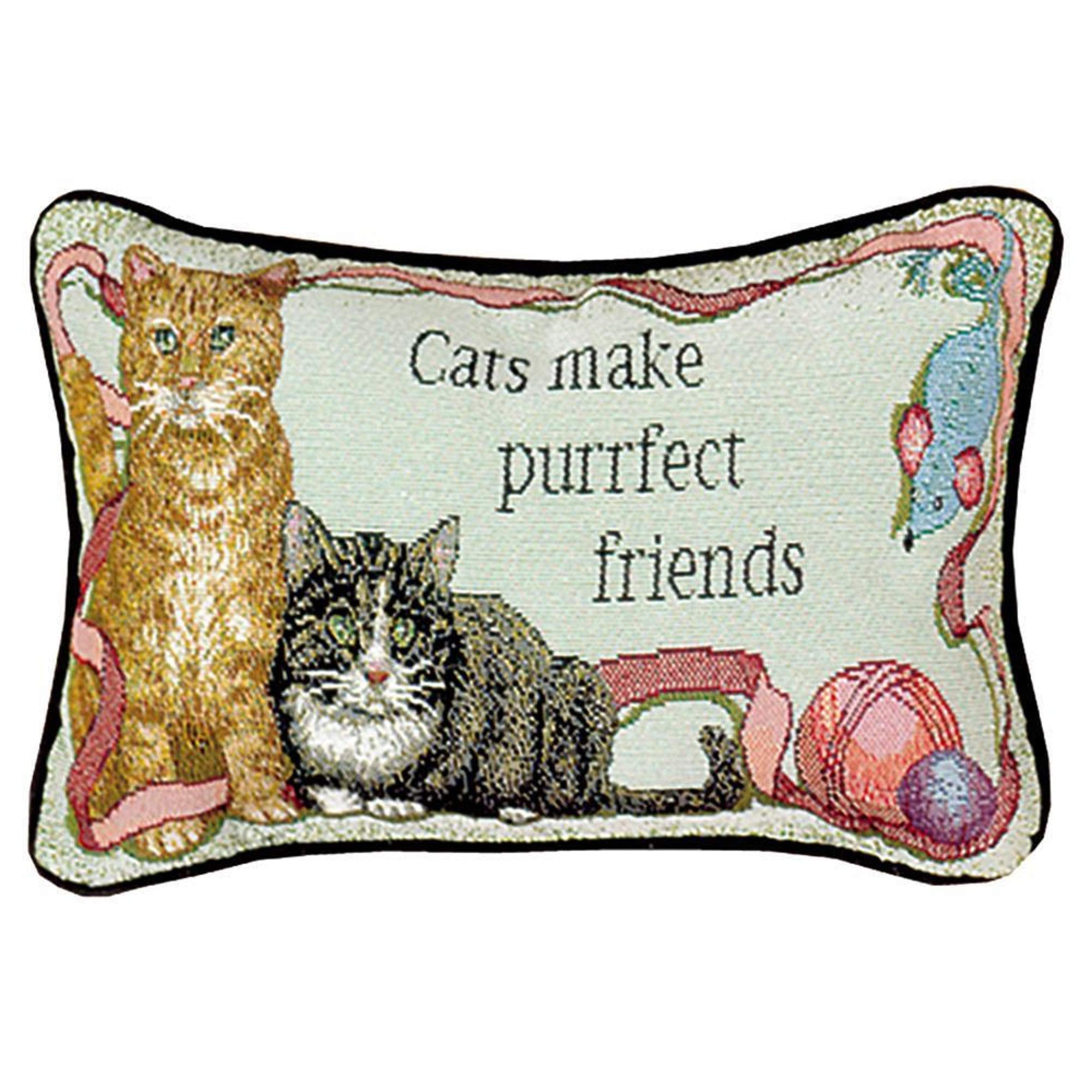 Cats Make Purrfect Friends Rectangular Polyester Throw Pillow