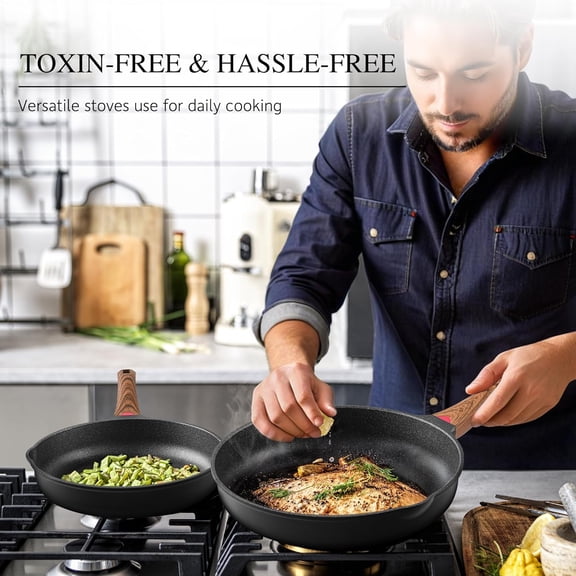 12.5" Non Stick Frying Pans, Skillet with Lid