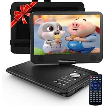 12.5" Portable DVD Player 10.5" HD Swivel Screen Car DVD, USB and SD Card Available, 5 Hours Battery Life Include Car Headrest Holder, Black