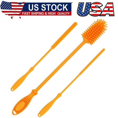 12.5" Silicone Bottle Brush & Straw Cleaner Brush Set, Bottle Cleaner Brush
