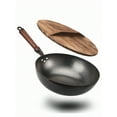 thumbnail image 1 of 12.5" Wok Pan- Woks And Stir Fry Pans, Carbon Steel Wok, Flat Bottom Wok With Lid Suits For All Stoves, 1 of 6