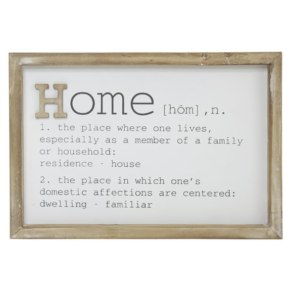 12.5" Wooden Framed Definition of "Home" Plaque Wall Decor