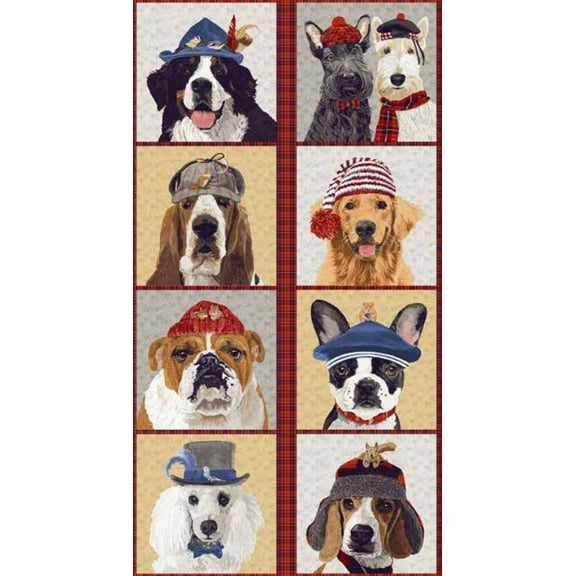 12.5" X 44" Panel Floral Pets Dogs Puppies Animals Flowers Floral Head Decorations Headbands Clothing Multicolor Cotton Fabric Panel (PWMC048-XMULTI)