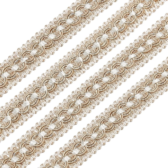 12.5 Yards 0.8 inch Light Brown Woven Braid Trim Handmade Polyester Sewing White Edge Wave Braid Trim Crafts Decorative Trim with Card for DIY handcrafting