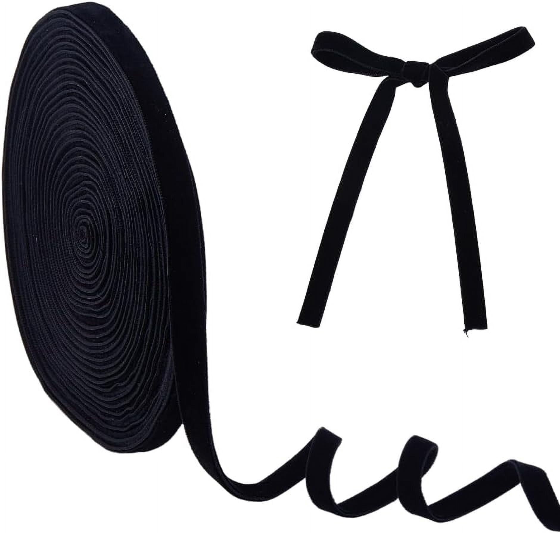 12.5 Yards Double Face Velvet Ribbon 3/8 inch Thin Black Ribbon Velvet ...