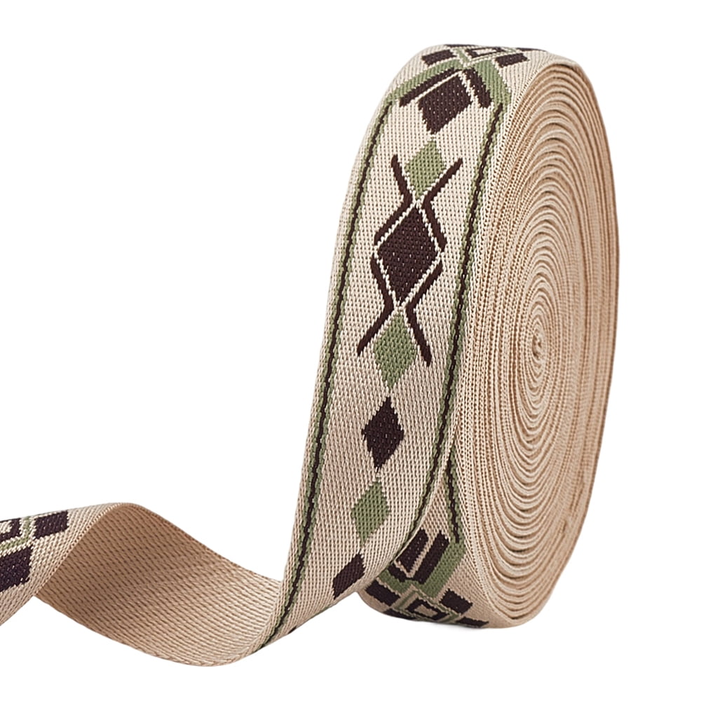 12.5 Yards Polyester Ribbon Rhombus Pattern for Clothes Accessories Old Lace 1-3/8 inch(35mm)