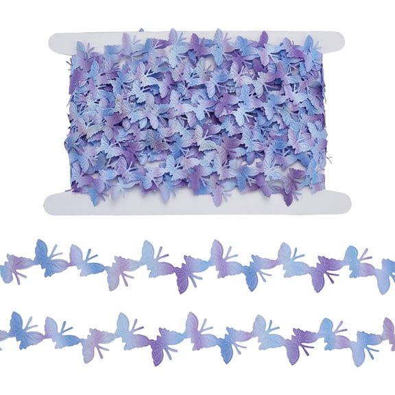 12.5 Yards Purple Gradient Butterfly Ribbons Polyester Lace Ribbons Butterfly Ribbon Trim 20mm Wide Fabric Garment Accessories DIY