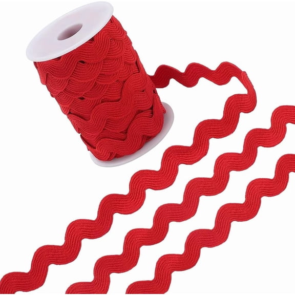 12.5 Yards Red Rick Rack Trim for DIY Sewing 1/2 Inch RIC Rac Ribbon Polyester Rickrack Zig Zag Wave Bending Fringe Lace Trim S Shaped Woven Fabric with Spool for DIY DIY Crafts Wedding