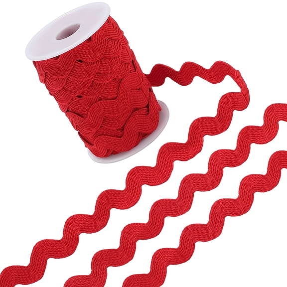 12.5 Yards Red Rick Rack Trim for Sewing 1/2 Inch RIC Rac Ribbon Polyester Rickrack Zig Zag Wave Bending Fringe Lace Trim S Shaped Woven Fabric
