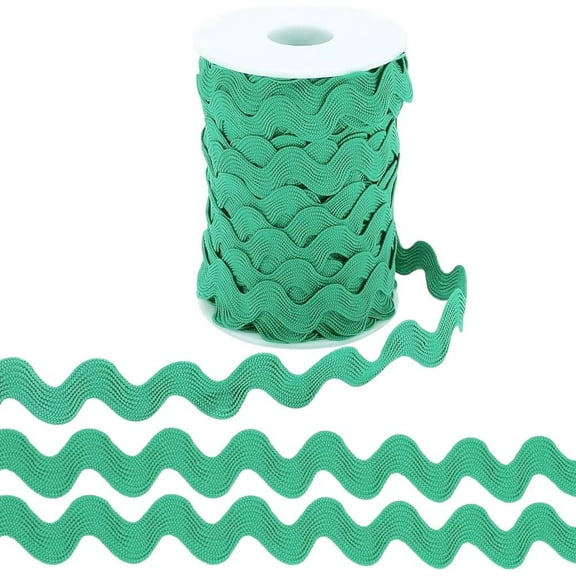 12.5 Yards Rick Rack Trim 1/2 Inch Rac RIC Green Wavy Ribbon Zig Zag Wave Bending Fringe Trim Polyester Rickrack S Shaped Lace Woven Fabric with Spool