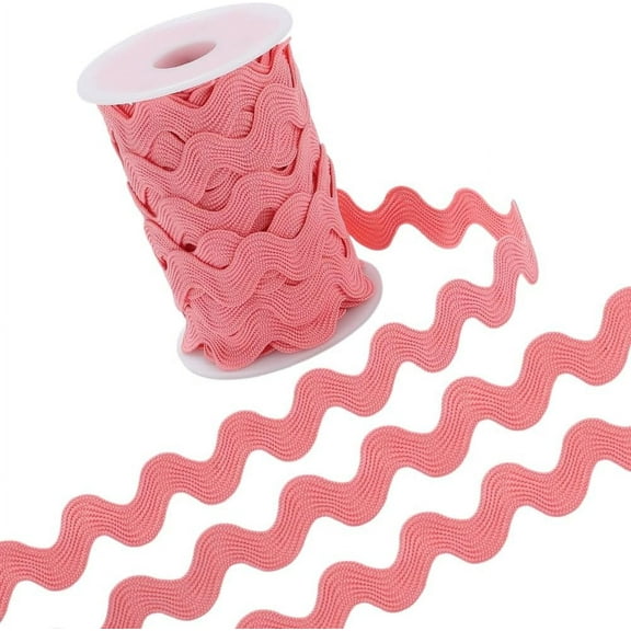 12.5 Yards Rick Rack Trim for Sewing 1/2 Inch RIC Rac Ribbon Rickrack Trim Wavy Ribbon Peach Pink Zig Zag S Shaped Lace Ribbon Polyester Woven Fabric for DIY Crafts Clothes Wedding