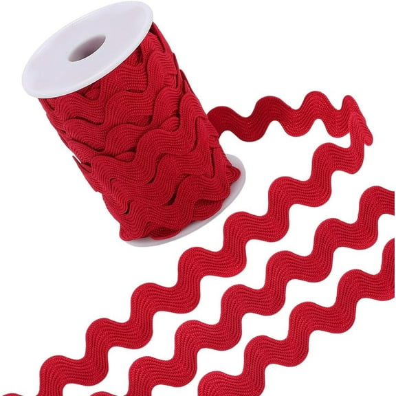 12.5 Yards Rick Rack Trim for Sewing 1/2 Inch Rickrack Trim Polyester RIC Rac Dark Red Wavy Ribbon Zig Zag Wave Bending Fringe Trim S Shaped Woven Fabric with Spool for Crafts for making