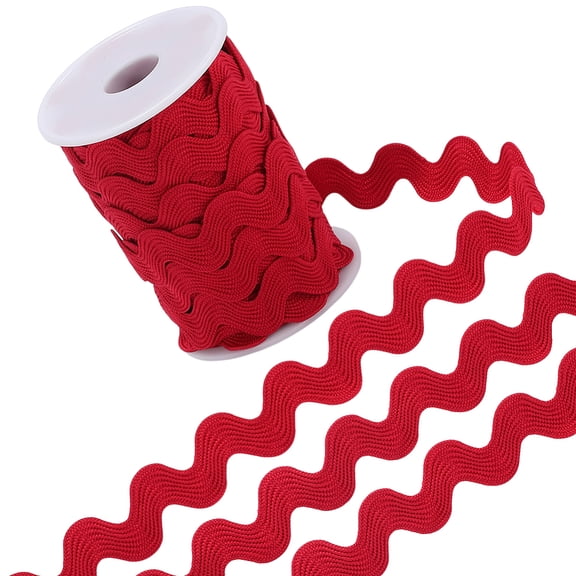 12.5 Yards Rick Rack Trim Sewing Rickrack Trim Polyester RIC Rac Dark Red Wavy Ribbon Zig Zag Wave Bending Fringe Trim S Shaped Woven Fabric