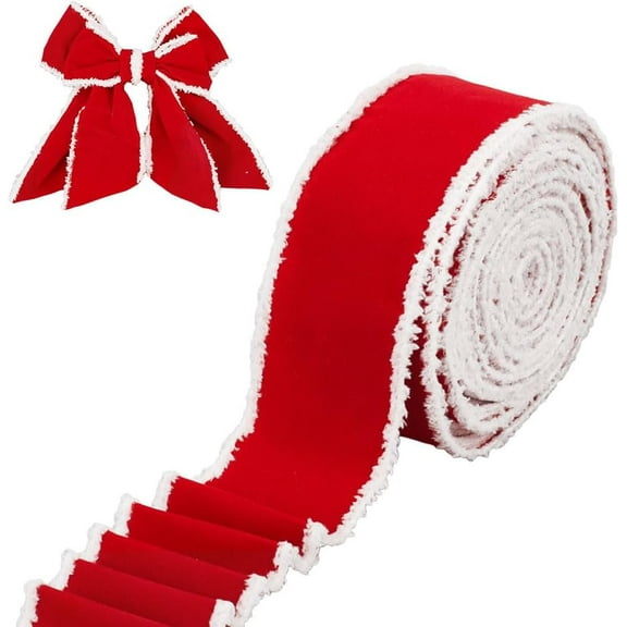 12.5 Yards Velvet Ribbon FireBrick Polyester Christmas Decorative Ribbons Fabric Cloth Ribbon Wire Edge Ribbons for DIY Craft Christmas Holiday Decoration