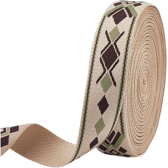 12.5 Yards Webbing 1-3/8 Inch Rhombus Patterns Polyester Webbing Boho Style Webbing Straps