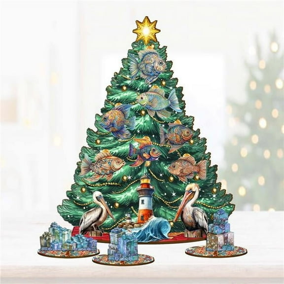 12.5 in. Coastal-Themed Collectible Tabletop Christmas Decor Set