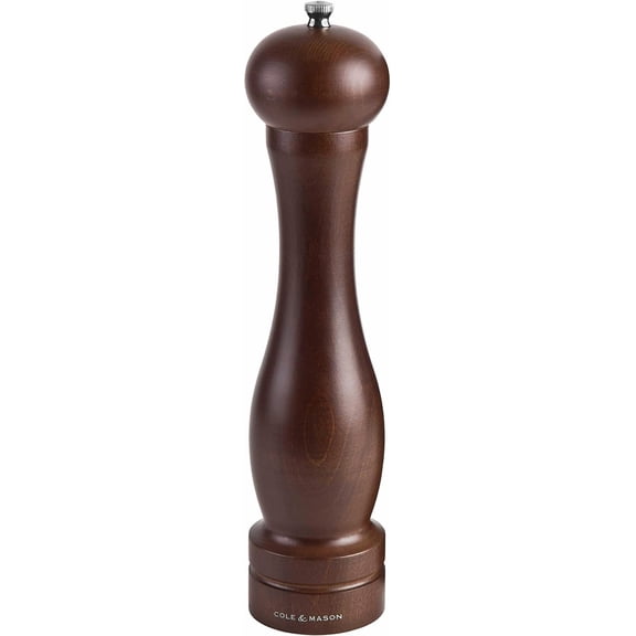12.5-inch Forest Capstan Pepper Mill - Adjustable Pepper Grinder - Refillable Spice Tools - Hand Wash Kitchen Tools - Beech Wood, 12.5"