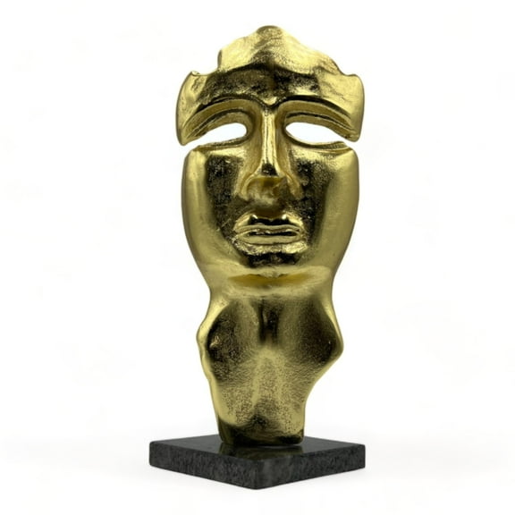 12.5 inch Gold Decorative Metal Face Sculpture by 90210 Kitchen and Bath