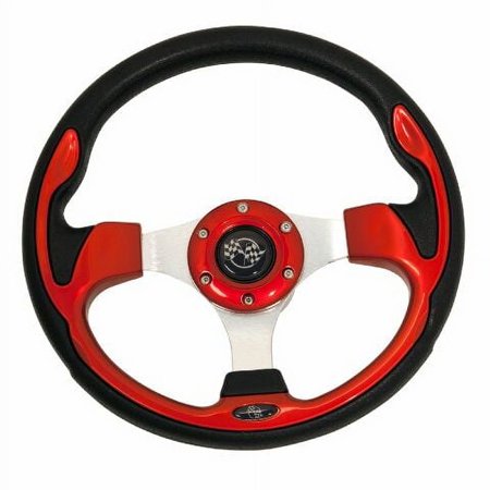 12.5 inch Rally Sport Golf Cart Steering Wheel |Red|Wheel Only