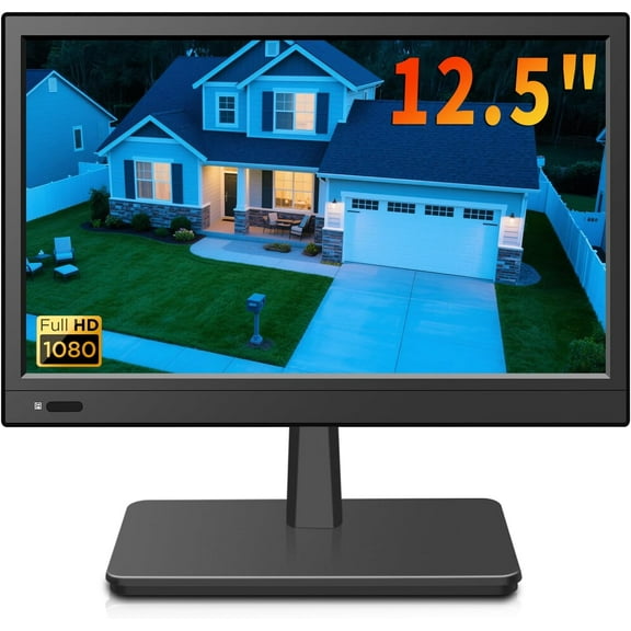 12.5 inch Security Monitor,Small Monitor with Speaker,Remote Control/HDMI/VGA/BNC/RCA Interfaces in for Home | Office | Warehouse Surveillance | RV