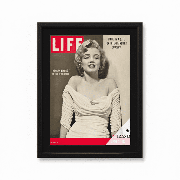 12.5 x 16 Magazine Frame with Full-Strength Glass, Holds Media Up to 1/4" Thick, Installed Hangers for Easy Mounting, 14x18 Black Frame with Black Mat