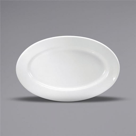 12.5 x 8.125 in. Cream White Ware Wide Rim Rolled Edge Porcelain Platter
