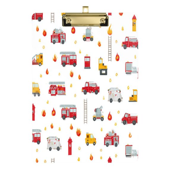 12.5" x 9" Acrylic Clipboard with Gold Clip & Retractable Hook for Office Classroom Home Red Fiery Awesome Patterns