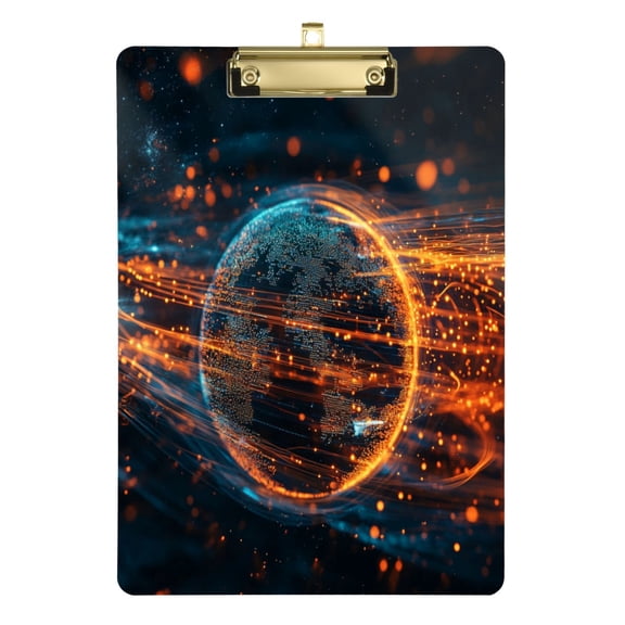 12.5" x 9" Acrylic Clipboard with Gold Metal Clip Office and Classroom Essential Digital Art Of The Earth