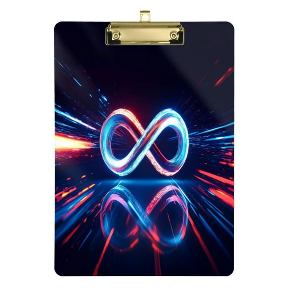 12.5" x 9" Acrylic Clipboard with Gold Metal Clip Office and Classroom Essential The Infinity Symbol