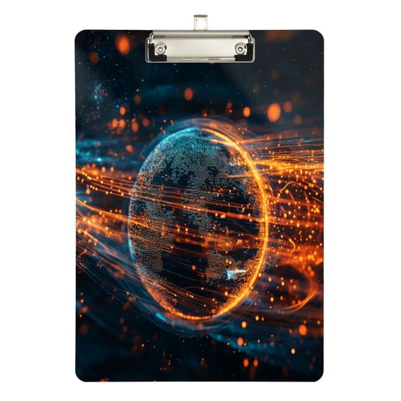 12.5" x 9" Acrylic Clipboard with Silver Metal Clip Office and Classroom Essential Digital Art Of The Earth