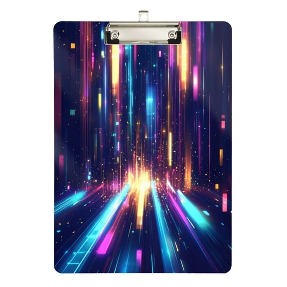 12.5" x 9" Acrylic Clipboard with Silver Metal Clip Office and Classroom Essential Dynamic Light Beams