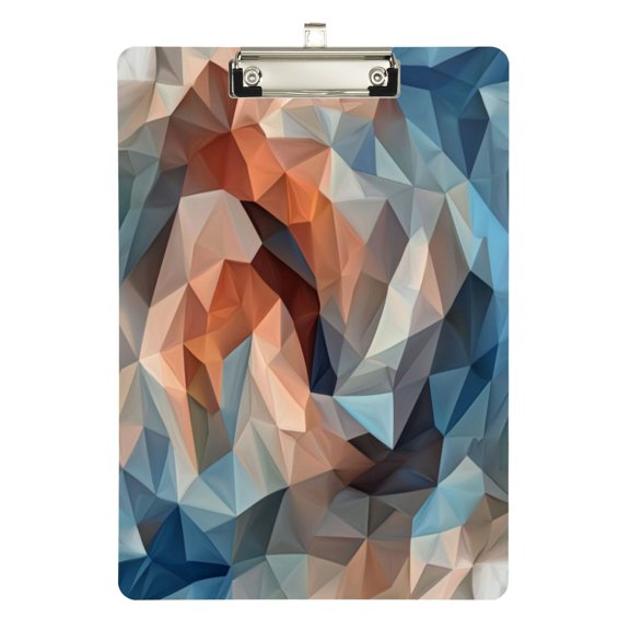 12.5" x 9" Acrylic Clipboard with Silver Metal Clip Office and Classroom Essential Low-poly Geometric Background